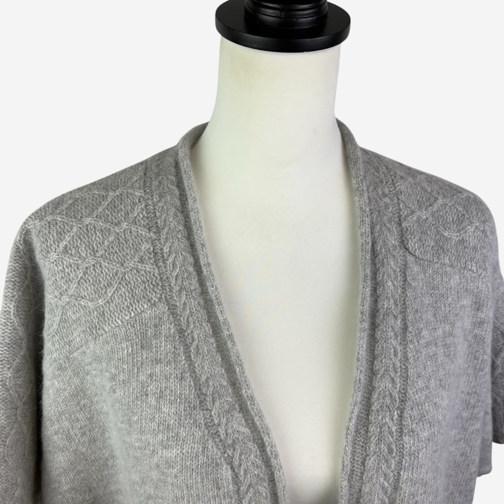 VTG Kenar Open Front Cardigan M Wool Angora Heather Gray Pockets Short Sleeve - Picture 4 of 12